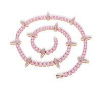QSYJCCXD 14K Rose Gold Over 925 Silver Refined 5mm Crystal Embedded Tennis Necklace,Unisex Hip-Hop Jewelry, Perfect for Every Occasion