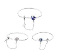 QSYJCCXD 17-20Cm 925 Sterling Silver Heart Lock Earth Bracelet With Chain For Diy Pendant Jewelry