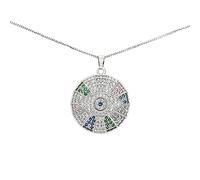 QSYJCCXD 18K Gold and Moissanite Multicolor Evil Eye Necklace, Protective Jewelry for Women, Ideal Surprise Gift