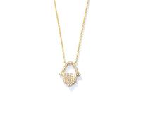 QSYJCCXD 18K Gold Moissanite Hamsa Necklace, Hand of Fatima Protection Charm, Good Luck Jewelry for Women