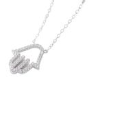 QSYJCCXD 18K Gold Moissanite Hamsa Necklace, Hand of Fatima Protection Charm, Good Luck Jewelry for Women
