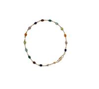 QSYJCCXD 18K Gold Plated Multicolor Crystal Round Square Bracelet Necklace Made In Brazil Gemstone Necklace Double-sided Retro Crystal Bracelet