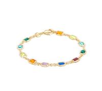 QSYJCCXD 18K Gold Plated Multicolor Crystal Round Square Bracelet Necklace Made In Brazil Gemstone Necklace Double-sided Retro Crystal Bracelet