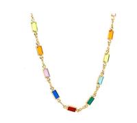 QSYJCCXD 18K Gold Plated Multicolor Crystal Round Square Bracelet Necklace Made In Brazil Gemstone Necklace Double-sided Retro Crystal Bracelet