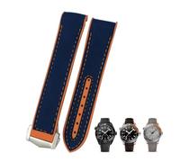 QSYJCCXD 20mm 22mm Rubber Nylon Leather Watchband For Omega Diver 300 Planet Ocean 600M Orange Watch Strap