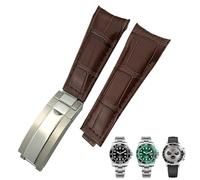 QSYJCCXD 20mm Arc End Leather Watchband Suitable For Submariner GMT Bamboo Grain Green Blue Brown Cowhide Watch Strap Bracelets