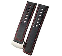 QSYJCCXD 21/22mm Calfskin Watch Band Suitable for Monaco Carrera AUTAVIA Aquaracer 300 Black Red F1 Cowhide Strap (Color : Orange- Black 2, Size : 21mm)