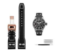 QSYJCCXD 21mm 22mm Calfskin Leather Watchband Replacement for IWC Watch Pilot PORTOFINO Mark18 Folding buckle strap Bracelets
