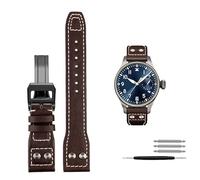 QSYJCCXD 21mm 22mm Calfskin Leather Watchband Replacement for IWC Watch Pilot PORTOFINO Mark18 Folding buckle strap Bracelets