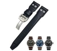QSYJCCXD 21mm Genuine Leather Watchband For IWC Big Pilot Watch Mark 18 Spitfire TOP GUN Hamilton Cowhide Soft Watch Strap