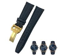 QSYJCCXD 22mm 20mm 21mm Cowhide Woven Watchband Fit for IWC Portugieser Pilot's Watches Portofino IW5007 Blue Soft Leather Watch Strap