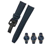 QSYJCCXD 22mm 20mm 21mm Cowhide Woven Watchband Fit for IWC Portugieser Pilot's Watches Portofino IW5007 Blue Soft Leather Watch Strap