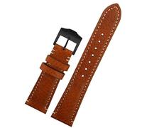 QSYJCCXD 22mm Brown black Vintage retro Italy Genuine Leather Watchband For Tudor Strap watch band Butterfly buckle Belt