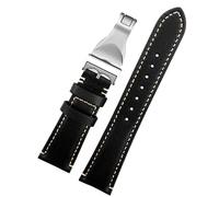 QSYJCCXD 22mm Brown black Vintage retro Italy Genuine Leather Watchband For Tudor Strap watch band Butterfly buckle Belt