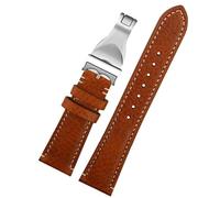 QSYJCCXD 22mm Brown black Vintage retro Italy Genuine Leather Watchband For Tudor Strap watch band Butterfly buckle Belt