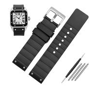 QSYJCCXD 23mm Watch Strap for Santos Sandoz Santos 100 Silicone Watch Strap Rubber Men and Women Black