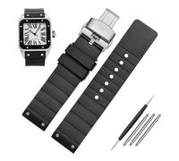 QSYJCCXD 23mm Watch Strap for Santos Sandoz Santos 100 Silicone Watch Strap Rubber Men and Women Black