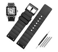 QSYJCCXD 23mm Watch Strap for Santos Sandoz Santos 100 Silicone Watch Strap Rubber Men and Women Black