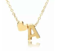 QSYJCCXD 26 Capital Letter Heart Pendant Necklace Choker Gold Plated Clavicle Chain Gift-Gold Love-M