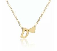 QSYJCCXD 26 Capital Letter Heart Pendant Necklace Choker Gold Plated Clavicle Chain Gift-Gold Love-M
