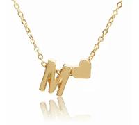 QSYJCCXD 26 Capital Letter Heart Pendant Necklace Choker Gold Plated Clavicle Chain Gift-Gold Love-M