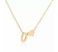 QSYJCCXD 26 Capital Letter Heart Pendant Necklace Choker Gold Plated Clavicle Chain Gift-Gold Love-M