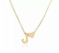 QSYJCCXD 26 Capital Letter Heart Pendant Necklace Choker Gold Plated Clavicle Chain Gift-Gold Love-M
