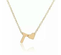 QSYJCCXD 26 Capital Letter Heart Pendant Necklace Choker Gold Plated Clavicle Chain Gift-Gold Love-M