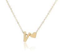 QSYJCCXD 26 Capital Letter Heart Pendant Necklace Choker Gold Plated Clavicle Chain Gift-Gold Love-M