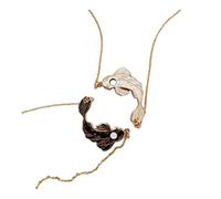 QSYJCCXD 2pcs Lucky Fish Koi Matching Couple Necklaces Creative Tai Chi Ying Yang Animal Couple Necklaces