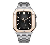 QSYJCCXD 45mm 44mm Luxury Metal Watch Case Bezel Stainless Steel Strap Modification kit,For Band 9 8 7 6 5 4 SE Series Watch Replace Strap Mod Kit