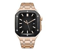 QSYJCCXD 45mm 44mm Luxury Metal Watch Case Bezel Stainless Steel Strap Modification kit,For Band 9 8 7 6 5 4 SE Series Watch Replace Strap Mod Kit
