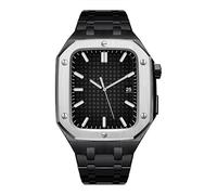 QSYJCCXD 45mm 44mm Luxury Metal Watch Case Bezel Stainless Steel Strap Modification kit,For Band 9 8 7 6 5 4 SE Series Watch Replace Strap Mod Kit