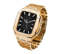 QSYJCCXD 45mm 44mm Luxury Metal Watch Case Bezel Stainless Steel Strap Modification kit,For Band 9 8 7 6 5 4 SE Series Watch Replace Strap Mod Kit