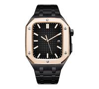 QSYJCCXD 45mm 44mm Luxury Metal Watch Case Bezel Stainless Steel Strap Modification kit,For Band 9 8 7 6 5 4 SE Series Watch Replace Strap Mod Kit