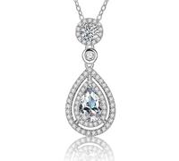 QSYJCCXD 925 Necklace Chain Pear Cut 1.5ct D Color Pendant Necklace Women Jewelry