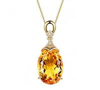 QSYJCCXD 925 Pendant Necklace For Women Fine Jewelry Yellow Citrine Chain Wedding Engagement Party Valentine day gift