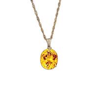 QSYJCCXD 925 Pendant Necklace For Women Jewelry Yellow Citrine Chain Wedding Engagement Valentine gift