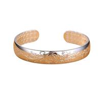 QSYJCCXD 925 Sterling Silver Gift Fashion Jewelry Women Thai Silver Retro Flower Bracelets Simple Open Bracelet&Bangle