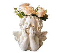 QSYJCCXD Angel Garden Statues Planters-Resin Head Face Planter Pot Decoration,Cherubs Figurine Garden Religious Ornament,for A DIY Succulents Plants,Christian Gift,9.8inch
