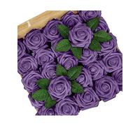 QSYJCCXD Artificial Flowers for Decoration 25 Pcs Real Looking Foam Fake Roses with Stems DIY Wedding Bouquet Centerpieces Party Cake Home Decor