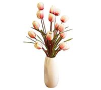 QSYJCCXD Artificial Tulip with Vase Real Touch Fake Flowers Bridal Wedding Bouquet Floral Table Centerpieces for Home Kitchen Garden Party Decor