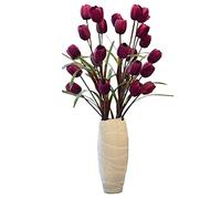 QSYJCCXD Artificial Tulip with Vase Real Touch Fake Flowers Bridal Wedding Bouquet Floral Table Centerpieces for Home Kitchen Garden Party Decor