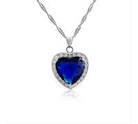 QSYJCCXD Big Heart Sapphire Diamond Pendant Real Charm Party Wedding Pendants Necklace For Women Bridal Jewelry Gift