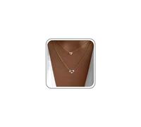 QSYJCCXD Boho Layered Heart Pendant Nacklace Dainty Chain Simple Minimalist Necklace Sparkly Rhinestone Double Hollow Heart Choker Necklace Jewelry for Women and Girls