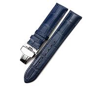 QSYJCCXD Calfskin Watchband 20mm 22mm 19mm 21mm Leather Watch Strap Stainless Steel Butterfly Buckle