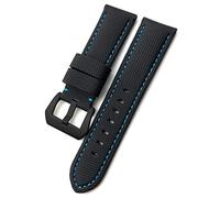 QSYJCCXD Carbon Fiber Calfskin Watchband 24Mm 26Mm Fit for Luminor Submersible Pam01119 01663 Luminous Nylon Watch Strap/Black Blue Black/26Mm