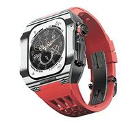 QSYJCCXD Carbon Fiber Watch Case Rubber Strap Modification Kit,For Band 44/45mm Series 8 7 6 5 4 SE Series Watch Upgrade Modification
