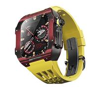 QSYJCCXD Carbon Fiber Watch Case Rubber Strap Modification Kit,For Band 44/45mm Series 8 7 6 5 4 SE Series Watch Upgrade Modification