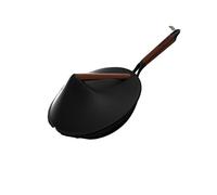 QSYJCCXD Cooking Pots Second Generation Household Round Base Wooden Handle Frying Pan with Iron Pot, Anti Scalding, Easy to Wash, Electric Fire Universal Frying Pan